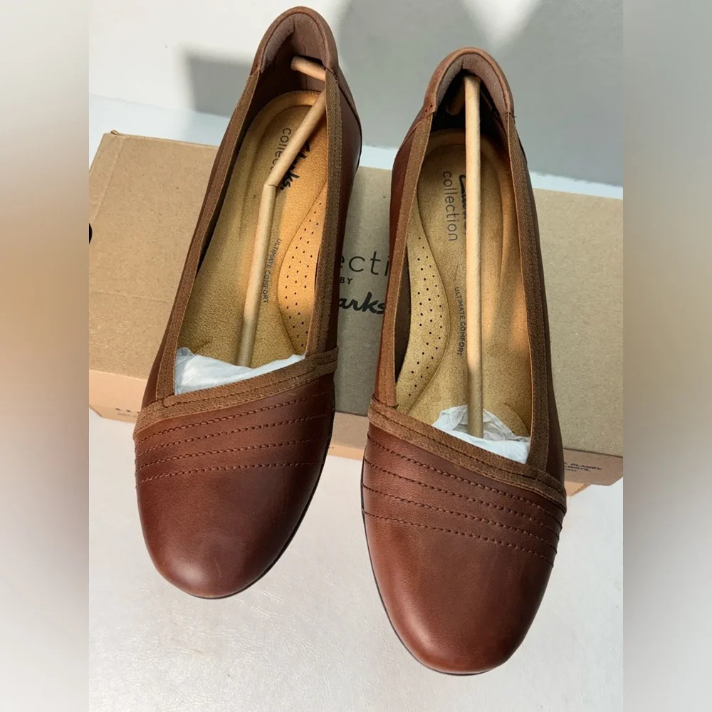 Clarks Collection Leather Ballet Flats - Sara Erin casual classic comfy vacation
